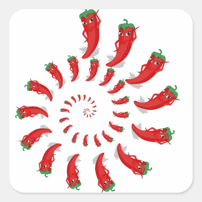 Red Pepper Diva Spiral Quadratischer Aufkleber (Vorderseite)