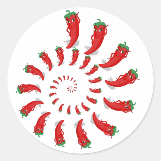 Red Pepper Diva Spiral Runder Aufkleber (Vorderseite)