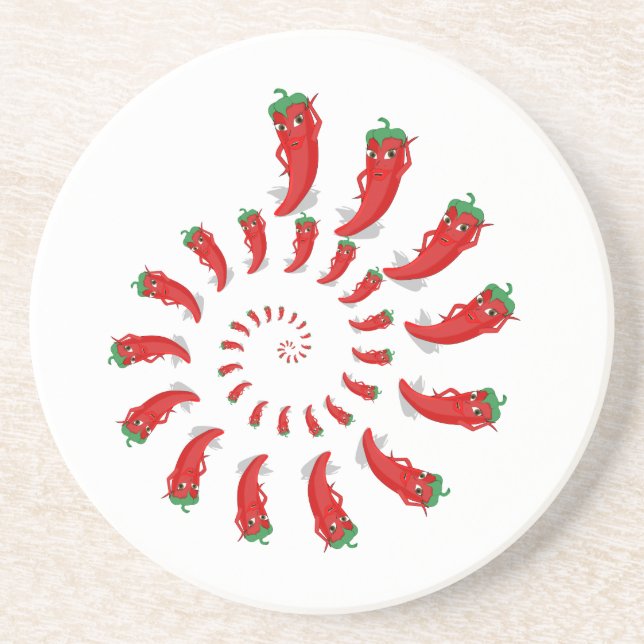 Red Pepper Diva Spiral Sandstein Untersetzer (Vorne)