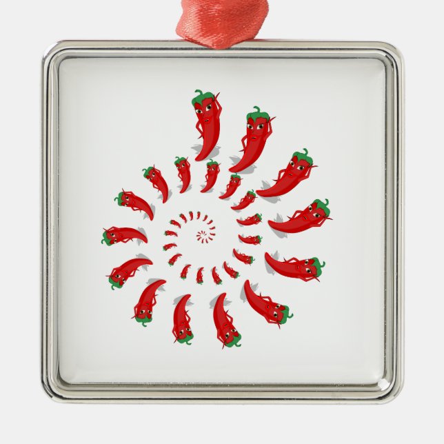 Red Pepper Diva Spiral Silbernes Ornament (Vorne)
