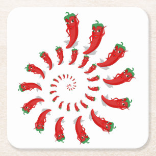 Red Pepper Diva Spiral Square Paper Untersetzer