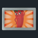 Red Pepper Superstar Rechteckige Gürtelschnalle<br><div class="desc">Ein niedlicher Cartoon Paprika posiert für ein Bild. Superstar-Stil.</div>