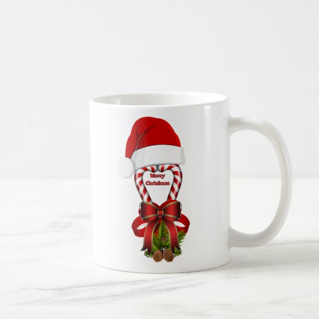 Red Peppermint Candy Cane für Weihnachten Kaffeetasse (Rechts)