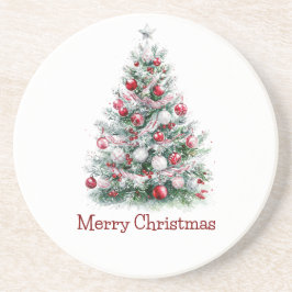 Red Peppermint Weihnachtsbaum Getränkeuntersetzer