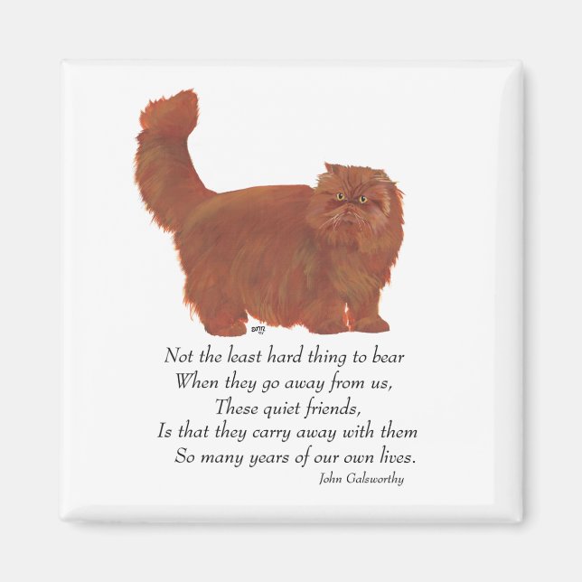 Red Persian Cat Rainbow Bridge Magnet (Vorne)