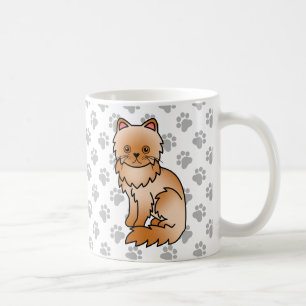 Red Persian Niedlich Cartoon Cat Illustration Kaffeetasse