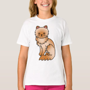 Red Persian Niedlich Cartoon Cat Illustration T-Shirt