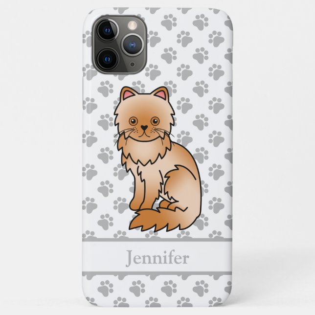 Red Persian Niedlich Cartoon Cat & Name Case-Mate iPhone Hülle (Rückseite)