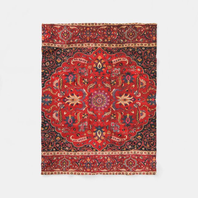 Red Persian Rug aus Mashhad Fleecedecke (Vorderseite)