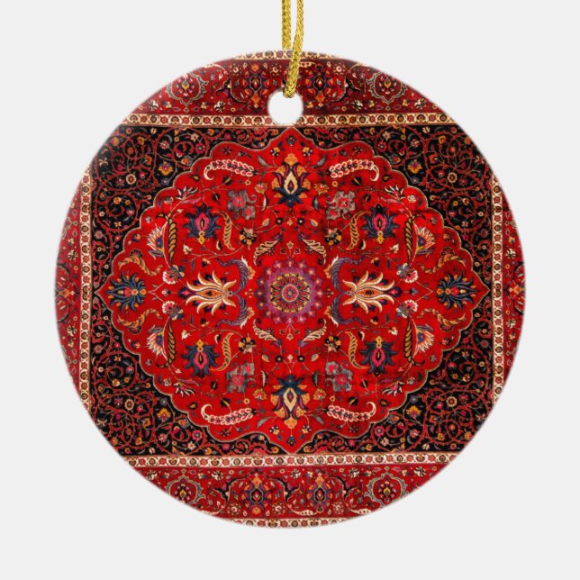 Red Persian Rug aus Mashhad Keramikornament (Vorne)