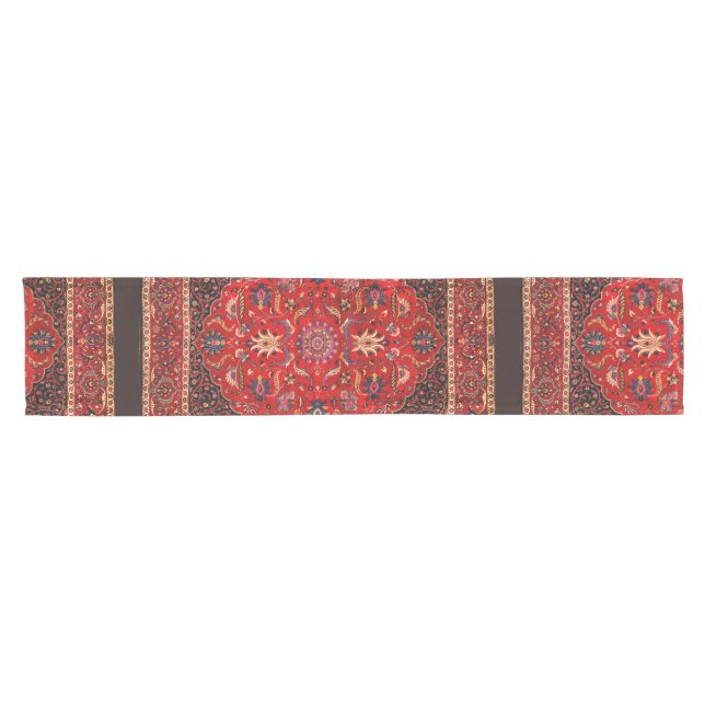 Red Persian Rug aus Mashhad Kurzer Tischläufer (Horizontal)