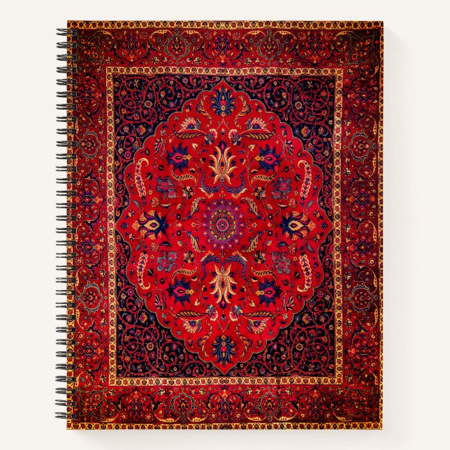 Red Persian Rug aus Mashhad Notizbuch (Vorderseite)