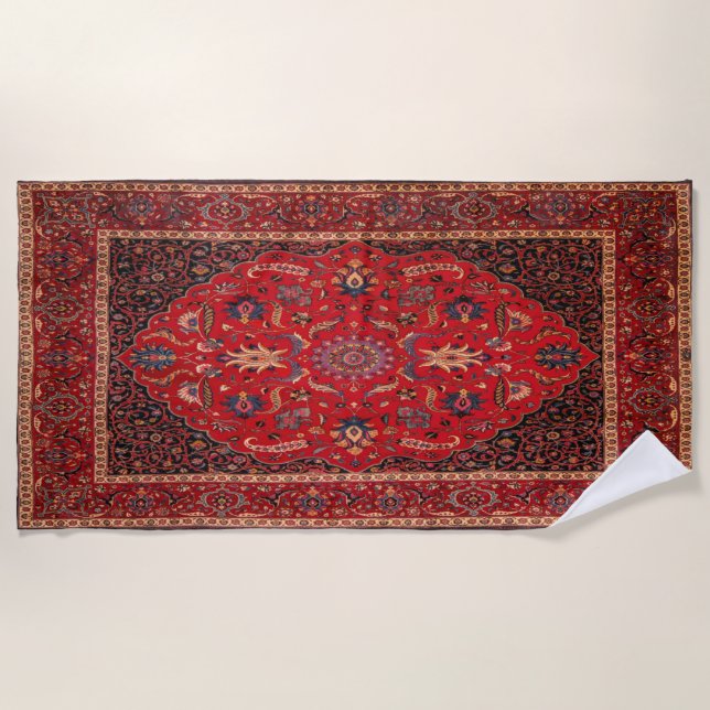 Red Persian Rug aus Mashhad Strandtuch (Vorderseite)