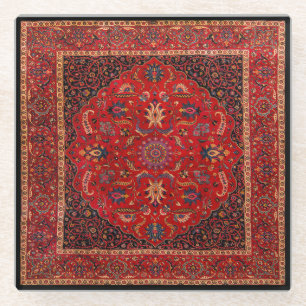 Red Persian Rug aus Mashhad Untersetzer