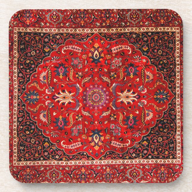 Red Persian Rug aus Mashhad Untersetzer (Vorderseite)