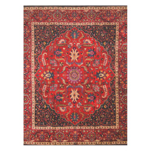 Red Persian Rug Cotton Tableclout Tischdecke