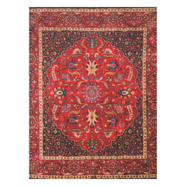 Red Persian Rug Cotton Tableclout Tischdecke (Vorderseite)