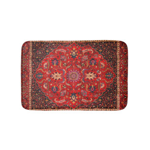 Red Persian Rug from Mashhad Bath Mat Badematte