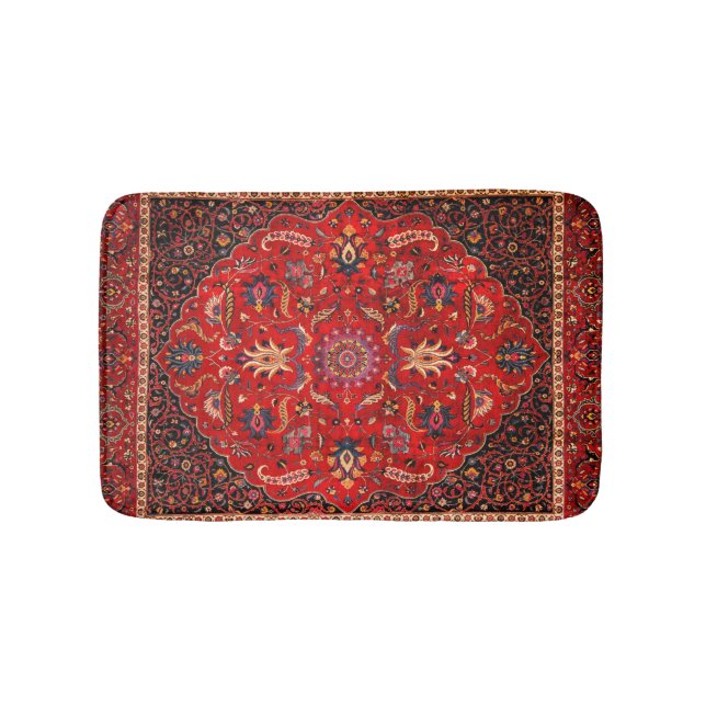 Red Persian Rug from Mashhad Bath Mat Badematte (Vorderseite)