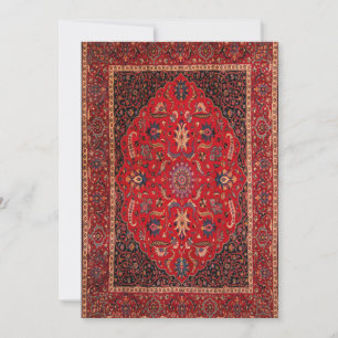 Red Persian Rug from Mashhad Flat Holiday Card Feiertagskarte