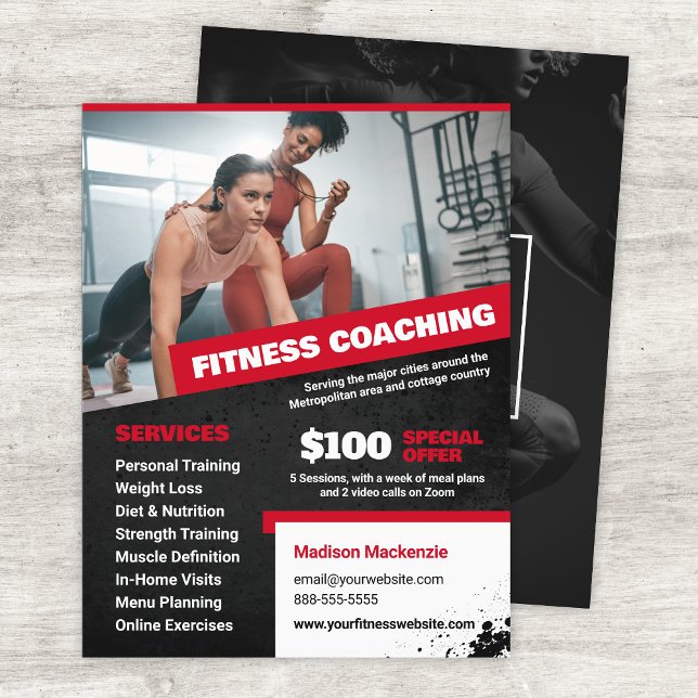 Red Personal Trainer und Fitness Coach Flyer (Von Creator hochgeladen)