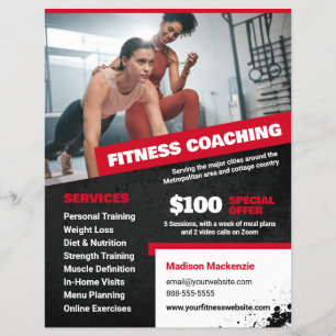 Red Personal Trainer und Fitness Coach Flyer