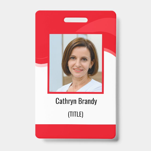 Red Personalisiert Employee, Foto, Bar Code & Logo Ausweis (Vorderseite)