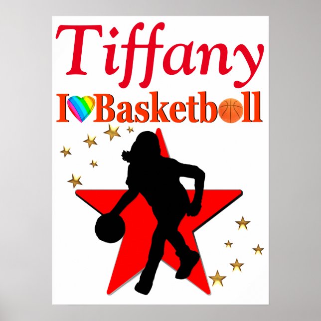 RED PERSONALISIERT GIRL'S BASKETBALL POSTER (Vorne)