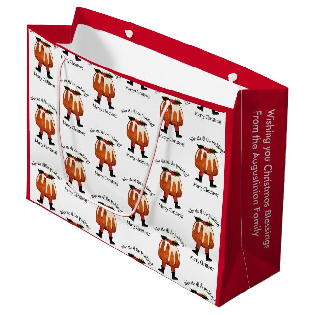 Red Personalisiert Merry Christmas Große Geschenkt Große Geschenktüte (Vorderseite Schrägansicht)