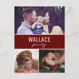 Red Personalisiert Photo Collage Weihnachten Postkarte