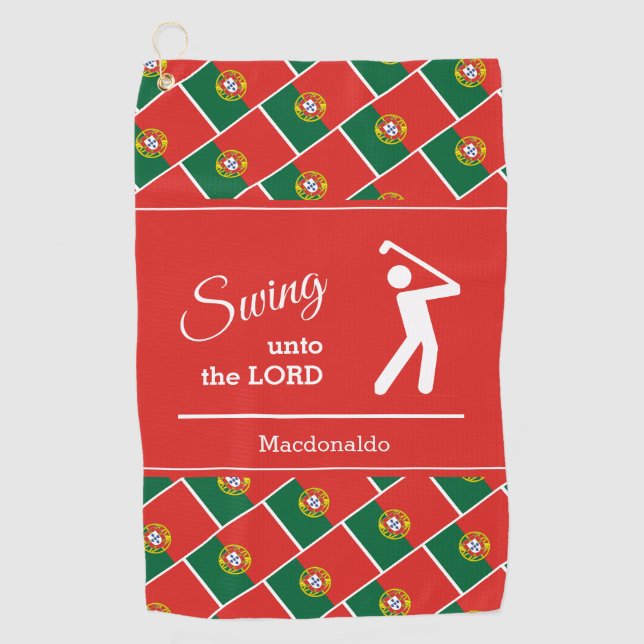 Red Personalisiert PORTUGIESE FLAG Golfhandtuch (Vorderseite)