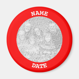 Red Personalisiert Round Foto Border Magnet