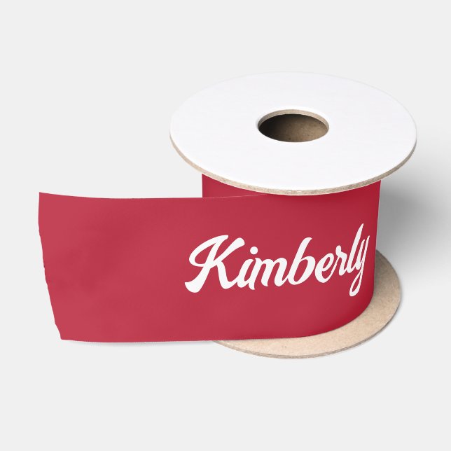 Red Personalisiert Script Name School Satinband (Spule)