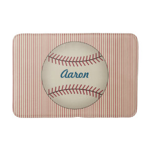 Red Personalisiert Vintag Baseball Bath Mat Badematte