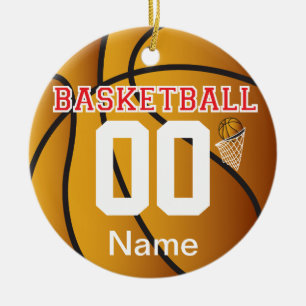 Red Personalize Basketball Number Ornament