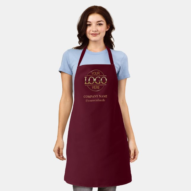 Red Personalized Apron with Logo Custom Uniform Schürze (Getragen)