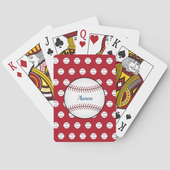 Red Personalized Baseball Classic Playing Cards Spielkarten (Rückseite)
