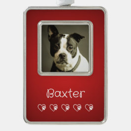 Red Pet Photo Ornament - Custom Photo Rahmen-Ornament Silber