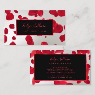 Red Petals Imitate Silver Foil Business Card Visitenkarte