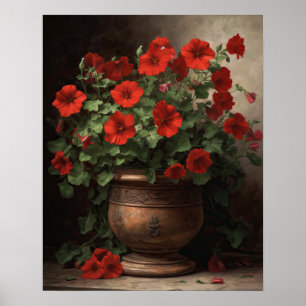 Red Petunia Blume Art Print Poster