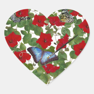 Red Petunia Herz mit Paint Brush Herz-Aufkleber