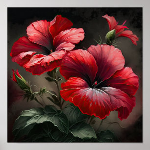 Red Petunias Blume Art Print Poster