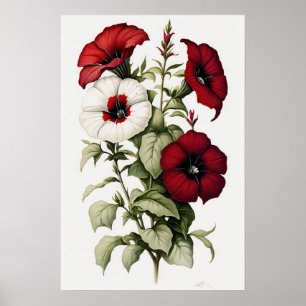 Red Petunias Blume Art Print Poster