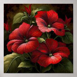 Red Petunias Blume Art Print Poster
