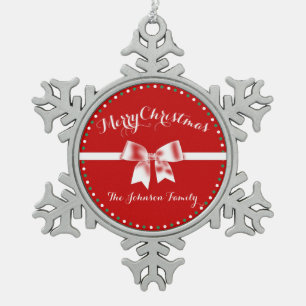 Red Pewter Personalisierte Weihnachtsschmuck Schneeflocken Zinn-Ornament