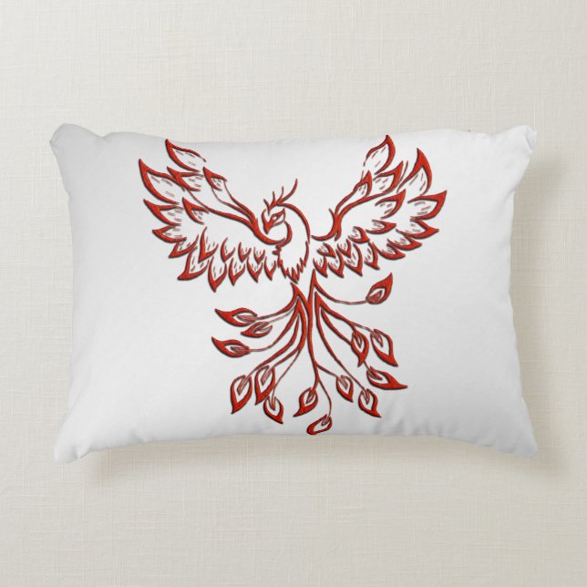 Red Phoenix erhöht Silber Dekokissen (Vorderseite)