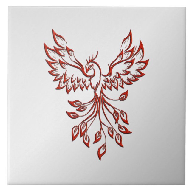 Red Phoenix erhöht Silber Fliese (Vorderseite)
