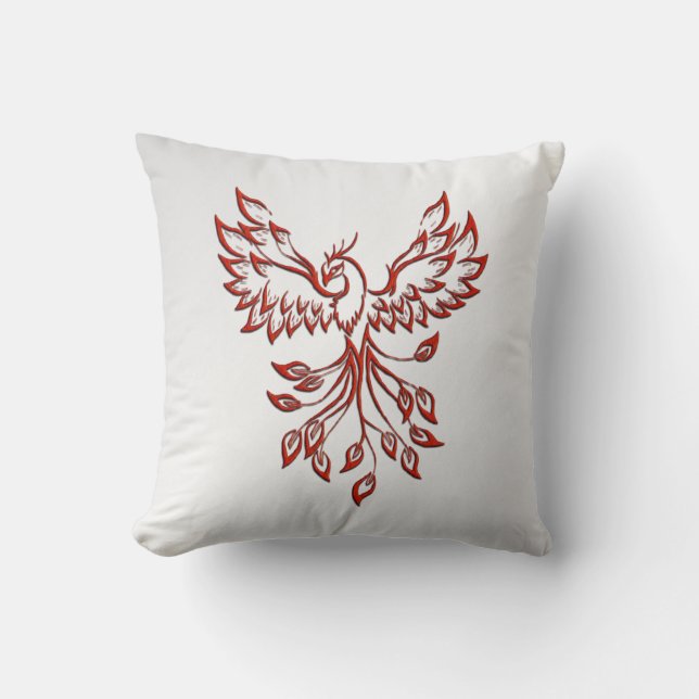 Red Phoenix erhöht Silber Kissen (Vorderseite)