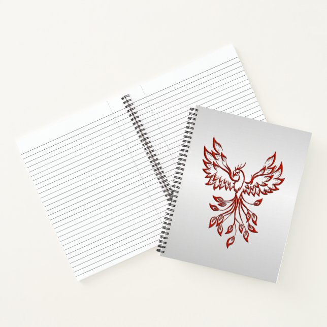 Red Phoenix erhöht Silber Notizbuch (Innenseite)