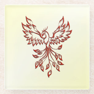Red Phoenix Erhöhungen Glasuntersetzer